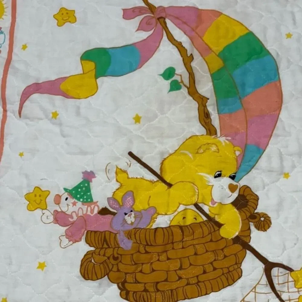 Vintage Care Bear Baby Pastel Kids Y2K Character Quilt